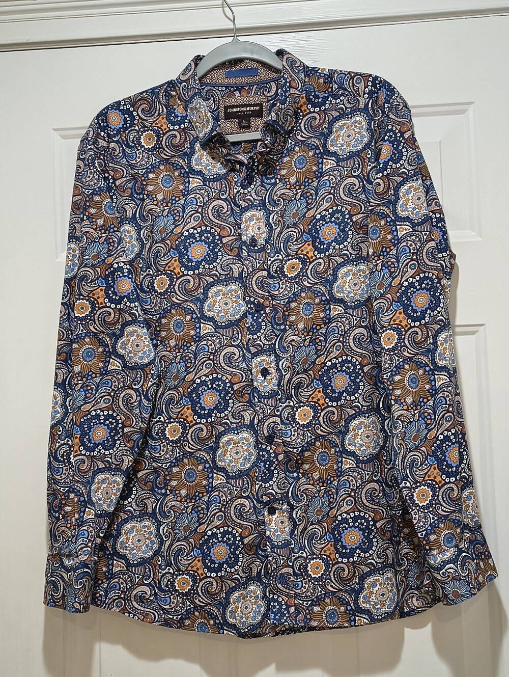 Johnston & Murphy Swirling Paisley Sport Shirt Size Large